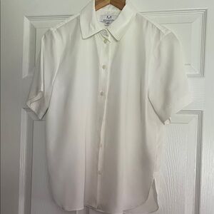 Magaschoni Cream Short Sleeve Button Down Shirt